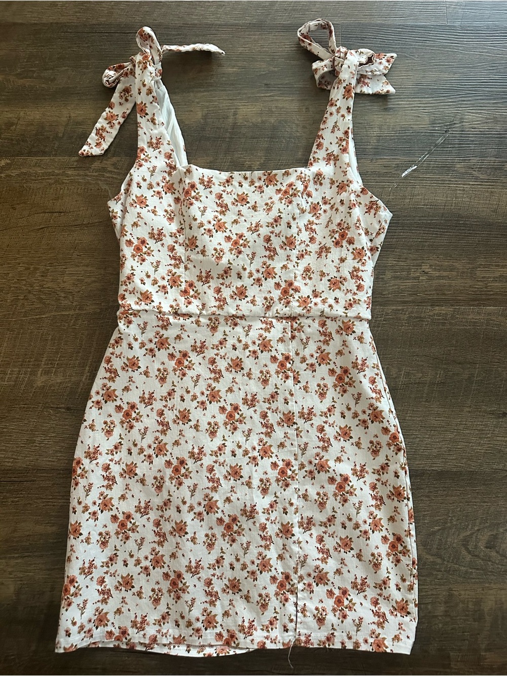 Altar'd State Cream Mini Dress with Rust Floral Print
